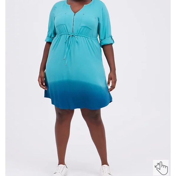 Torrid 0/Large MINI CHALLIS ZIP-FRONT SHIRT DRESS NWT - Picture 2 of 6